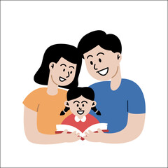 happy family with children. mother, father and kids. Cute cartoon characters isolated on white background. Colorful vector illustration in flat style.