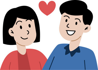 happy family. young husband and wife. Cute cartoon characters isolated on white background. Colorful vector illustration in flat style.