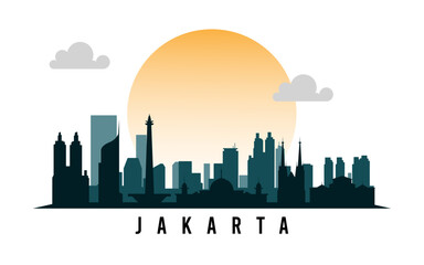 Fototapeta premium JAKARTA SHILOUETTE ON AFTERNOON