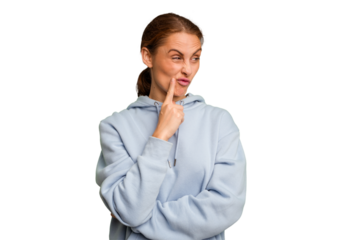 Young caucasian woman isolated looking sideways with doubtful and skeptical expression.
