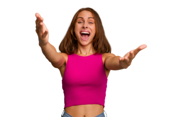 Young caucasian woman isolated celebrating a victory or success, he is surprised and shocked.