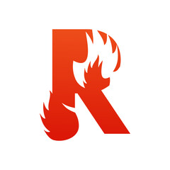 Letter r with fire logo template illustration