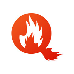 Letter q with fire logo template illustration