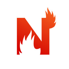 Letter n with fire logo template illustration
