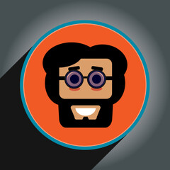 Cartoon avatar head design flat style in circle.Profile icon pro vector.