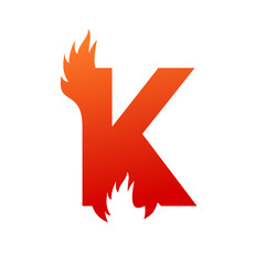 Letter k with fire logo template illustration