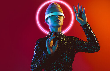 Representation of a bionic super human with advanced technology parts