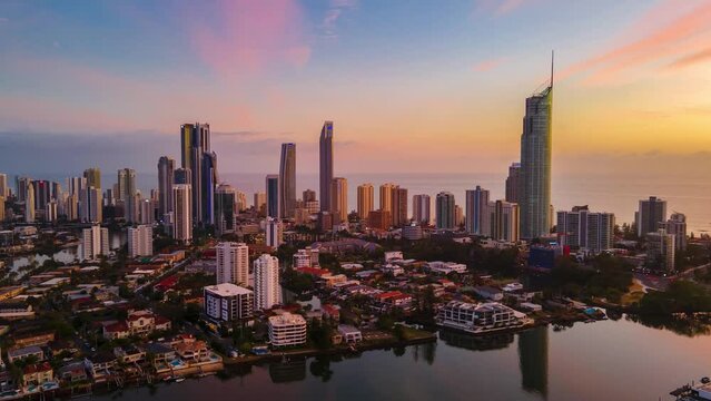 4K Hyper lapse video of Surfers Paradise, Gold Coast, Australia