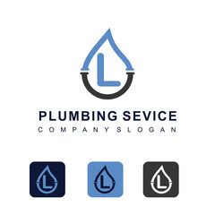 Initial Letter L with Water Shape Icon for Plumbing Service Business Logo Design Template