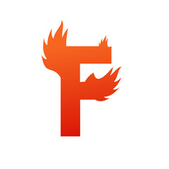 Letter f with fire logo template illustration