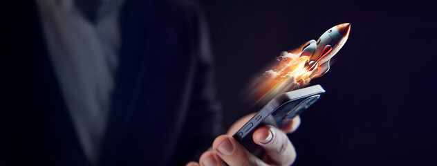 Innovative mobile Internet networks. Fast mobile internet concept.