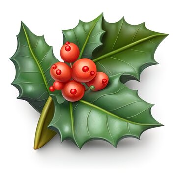 Illustration of holly leaves and berries. 