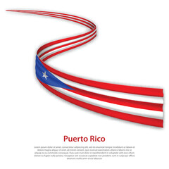 Obraz premium Waving ribbon or banner with flag of Puerto Rico