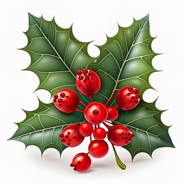 Illustration of holly leaves and berries. 