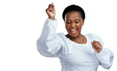 PNG shot of a beautiful young woman dancing.