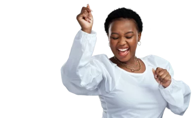 Fotobehang PNG shot of a beautiful young woman dancing. © Shrikant/peopleimages.com