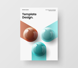 Isolated 3D spheres catalog cover concept. Bright banner vector design illustration.