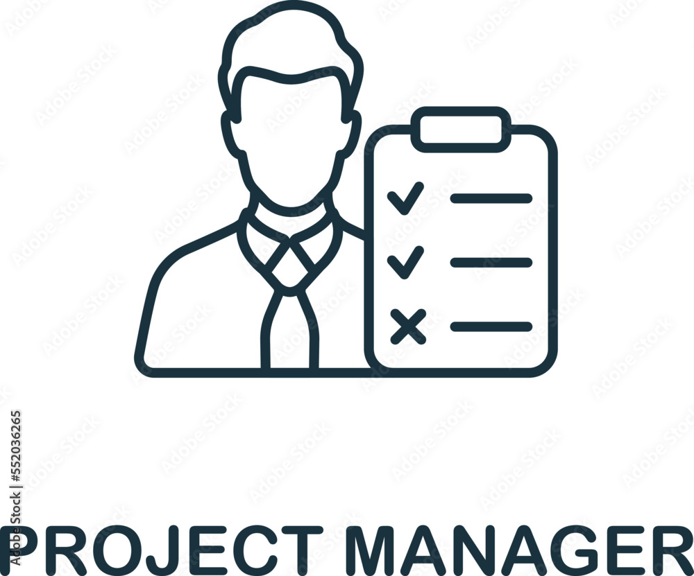 Poster project manager icon. monochrome simple business intelligence icon for templates, web design and inf