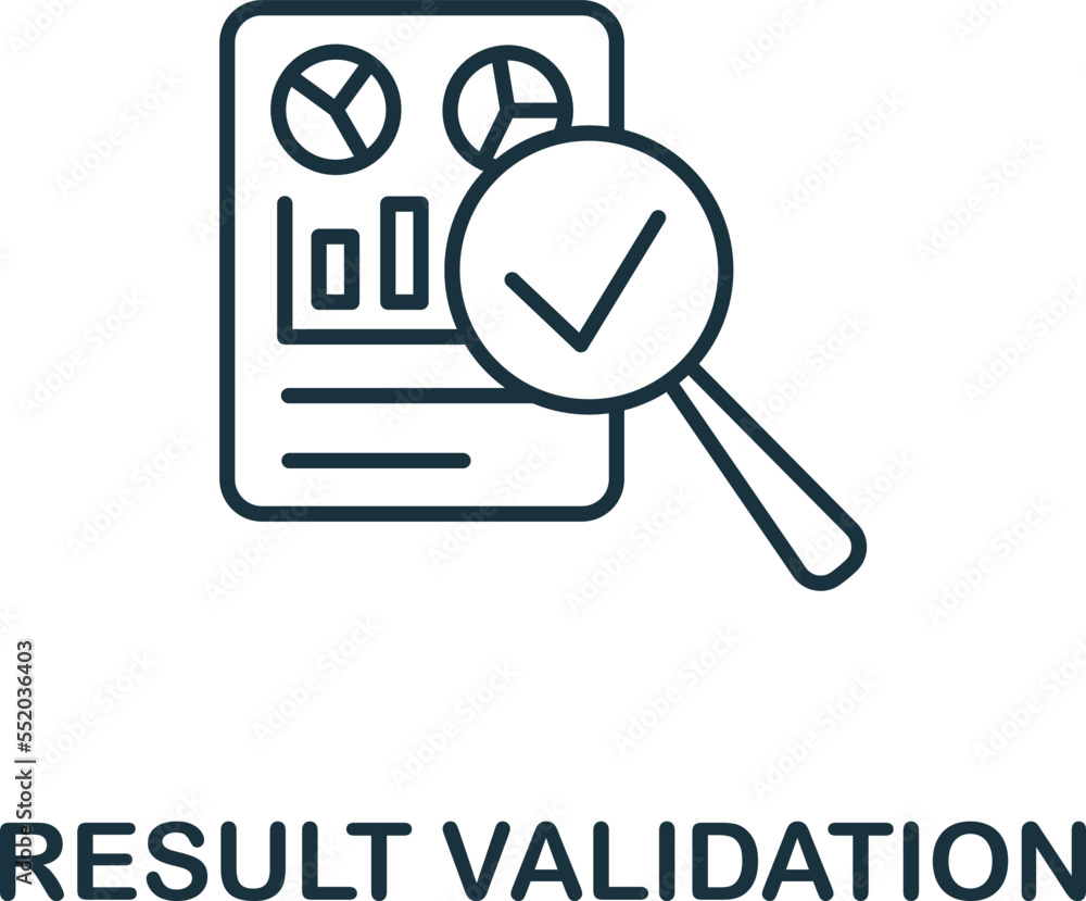 Poster result validation icon. monochrome simple business intelligence icon for templates, web design and i
