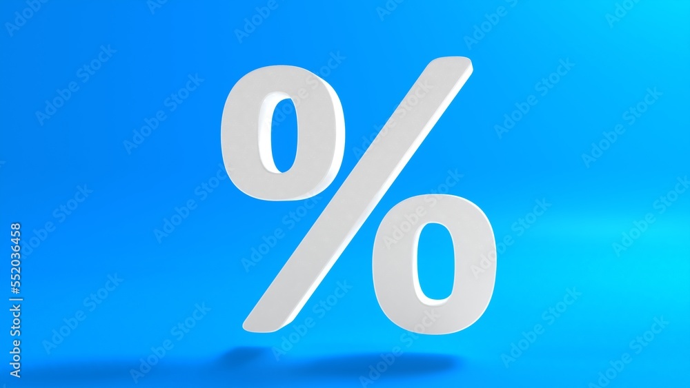 Poster percent sign isolated from background with copy space. 3d rendering