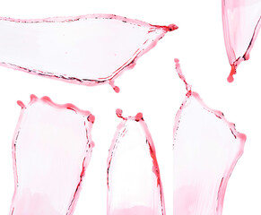 Red juice from splash in Air. Water red tomato pour from sky and purify clean natural. Wine shape form of water splashing flow celebrate over White background Isolated