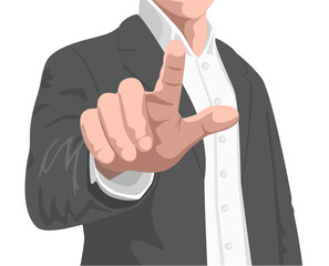 Businessman pointing, touch screen, vector