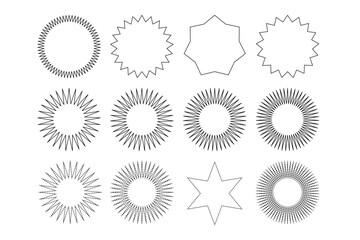 Star Sun Ray Shape Graphic New Year Christmas  Symbol Star Silhouette Pentagram Path Clipart Collection Vintage Simple Cut Out Icon 