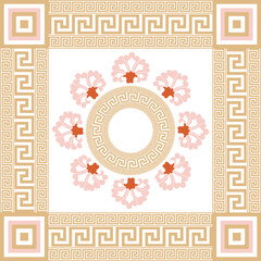 Baroque Decorative Abstract Scarf Square Design Oriental Flowers Elegant Luxury Concept Vector Artwork Trendy Fashion Colors