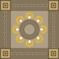 Baroque Decorative Abstract Scarf Square Design Oriental Flowers Elegant Luxury Concept Vector Artwork Trendy Fashion Colors