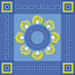 Baroque Decorative Abstract Scarf Square Design Oriental Flowers Elegant Luxury Concept Vector Artwork Trendy Fashion Colors