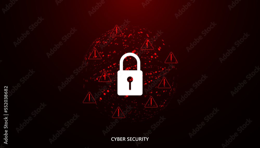 Poster abstract dot network circle digital cyber security padlock connection and communication futuristic o