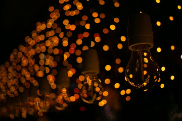 lamp on black with lights