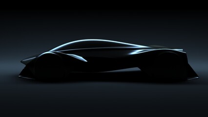 Hypercar body silhouette, sports car body line, CGI car model teaser