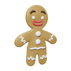 Happy gingerbread man 3d render