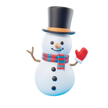 Top hat christmas snowman 3d render