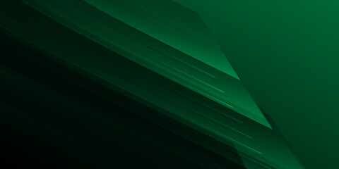 Abstract dark green geometric background. Composition of triangle shape with lines and stripes