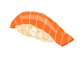 Sushi. Concept of snack, sushi, exotic nutrition, sushi restaurant, sea food. Vector illustration isolated on white background. 
