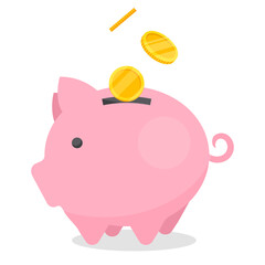 Vector image of a piggy bank in the form of a pig. A design element for a website, applications, social networks. The concept of investments, business, profit and income.