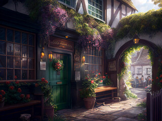 Fototapeta premium village historique. Village médiéval. Village heroic fantasy.