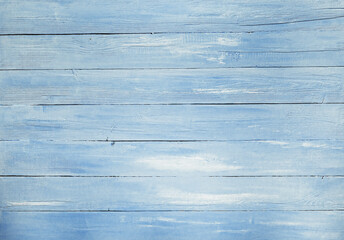 Obraz premium Wooden background from worn white and blue rough boards