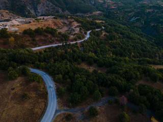 Fototapeta na wymiar aerial view of roads in greece thessaly mountains