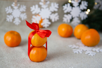 christmas tree with oranges and tangerines