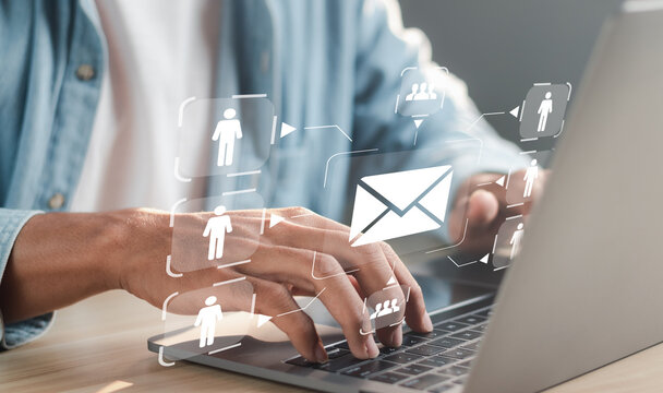 Symbol marketing or newsletter concept, diagram. Send bulk email. Direct selling projects in business List of customers who want to send by email.