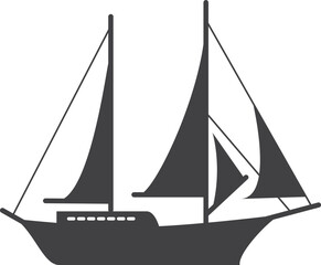 Regatta symbol. Black sail ship icon. Marine travel symbol
