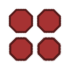 Zigzag Edge Red Octagon Stroke Shapes