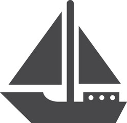 Sail ship black icon. Sea travel symbol