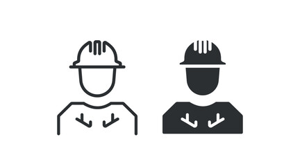 Construction worker icon. Man in helmet illustration symbol. Sign job human vector flat.