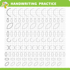 Educational practice curves for prescholers with tracing objects for writing study