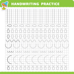 Educational practice Lines for prescholers with tracing objects for writing study