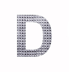 Alphabet letter D - Textured shiny silver paper